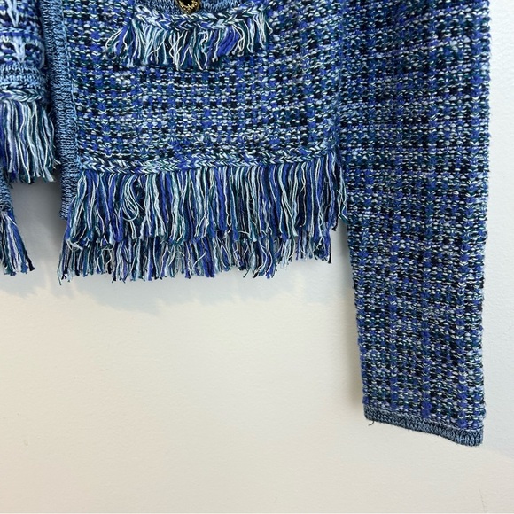 Lilly Pulitzer Simona Blue Oyster Day Navy Exotic Tweed Cardigan/Jacket XXS - Picture 9 of 14